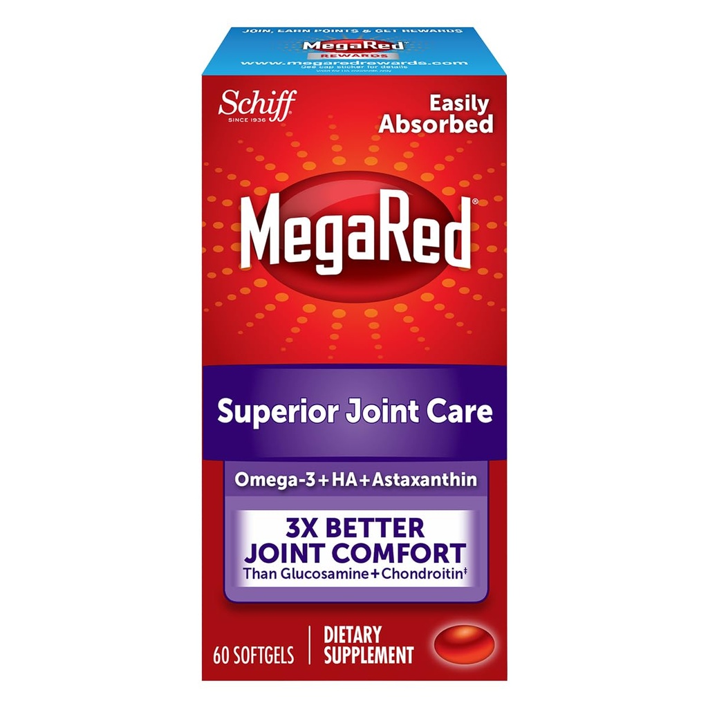 오메가-3 크릴 기름과 합동 보충교재 - Megared 합동 배려 60 softgels - EPA/DHA 지방산, 산화 방지제, Hyaluronic 산, 물고기 기름으로 물고기 burp aftertaste 없음