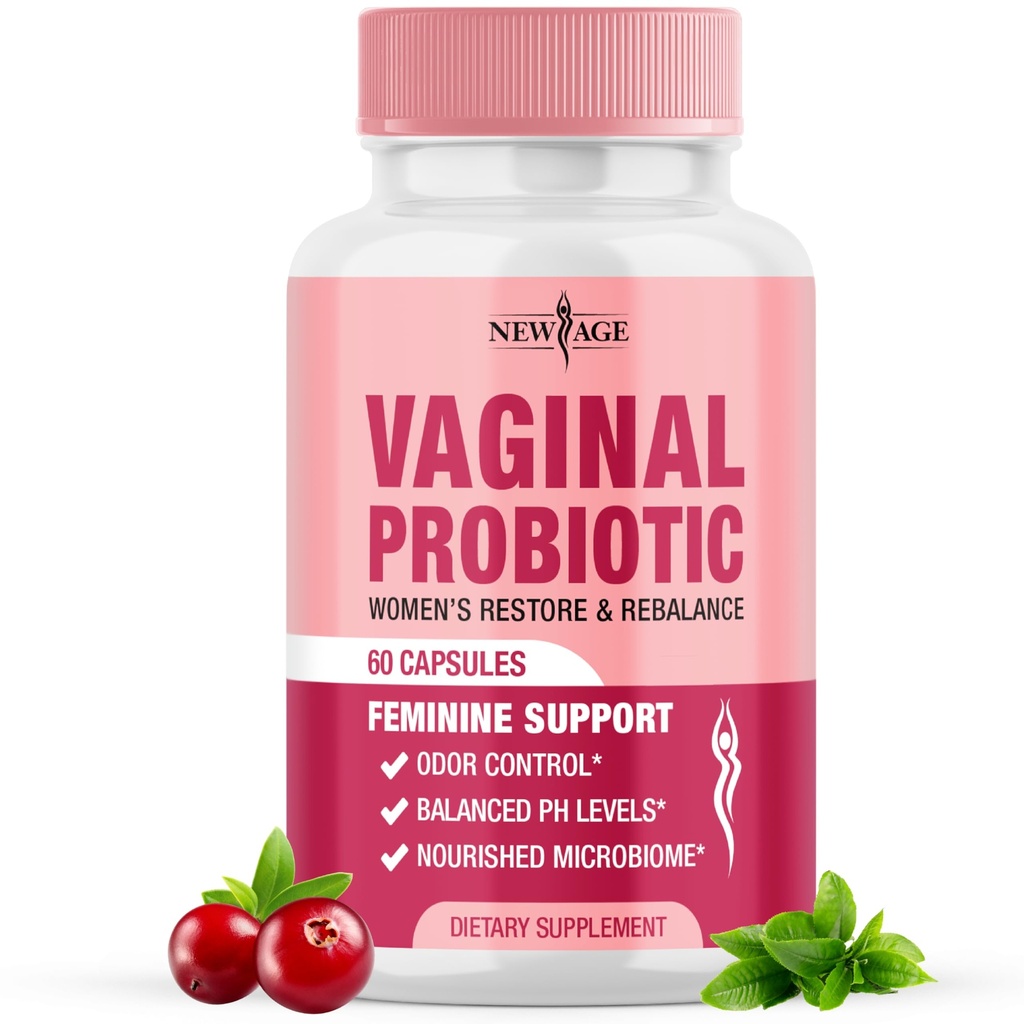 Prebiotics, Cranberry Extract 및 Lactobacillus Probiotic Blend와 여성을위한 새로운 AGE Vaginal Probiotics는 건강한 pH 밸런스, 냄새 제어, 질 Flora - 60 캡슐을 지원합니다.