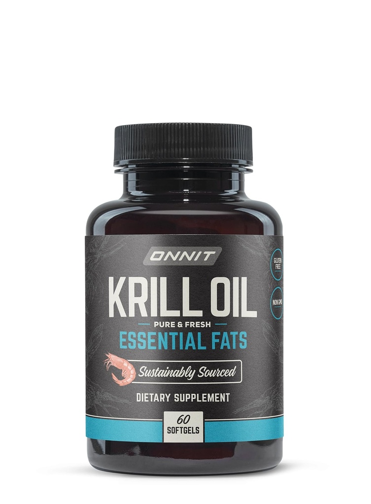ONNIT 남극 크릴 오일 소프트 젤, IGENTM 비 GMO는 Omega-3s, EPA, Astaxanthin & Cognitive, 심장 혈관 & 합동 건강을 위한 포스포지, 1000mg를 가진 규정식 보충교재를, 60 조사 시험했습니다