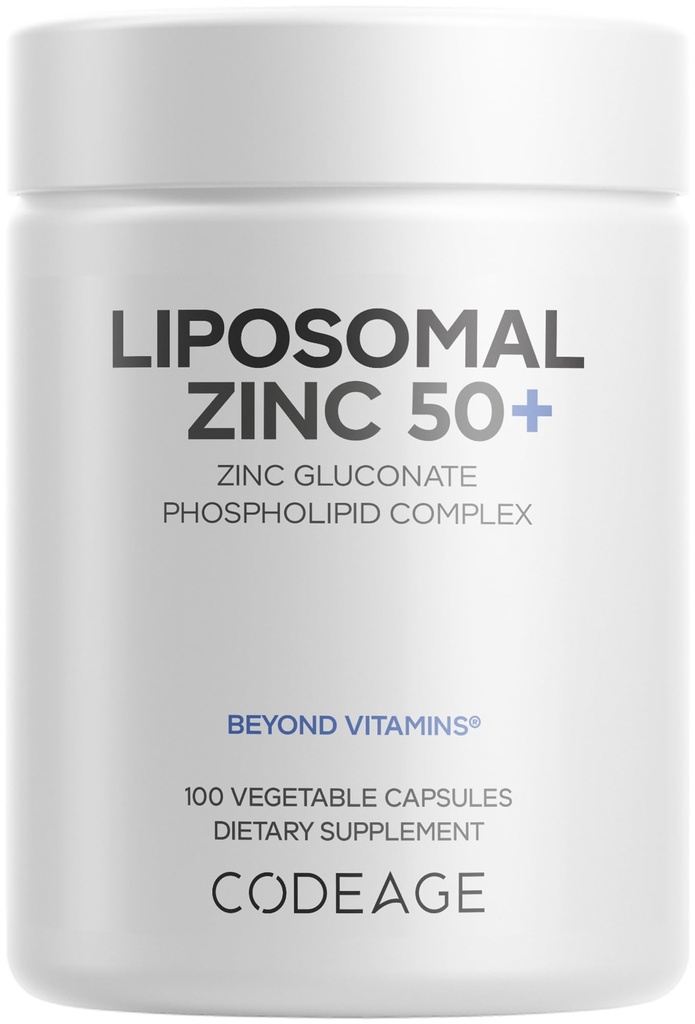 Codeage Liposomal 아연 보충교재 – 3 달 공급 – 일 당 1 - 50 mg 아연 Gluconate 비타민 알약 - 정유물은 더하기 Liposomal 납품 모체 아연을 보충합니다 - Vegan Non-GMO - 100개의 캡슐