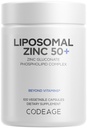 Codeage Liposomal 아연 보충교재 – 3 달 공급 – 일 당 1 - 50 mg 아연 Gluconate 비타민 알약 - 정유물은 더하기 Liposomal 납품 모체 아연을 보충합니다 - Vegan Non-GMO - 100개의 캡슐
