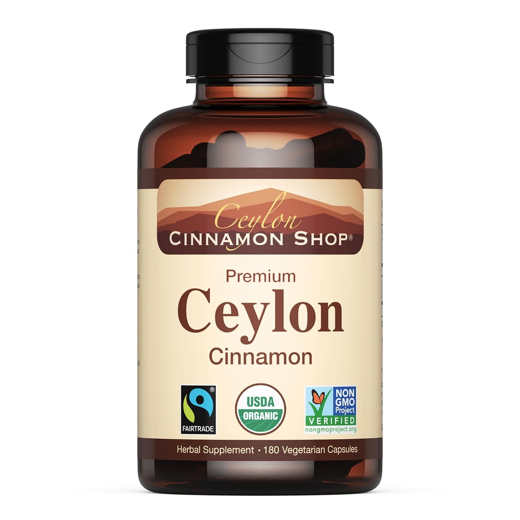 Ceylon Cinnamon Shop 유기 Ceylon Cinnamon (100% 인증) 보충, 180 캡슐, 3 개월 공급