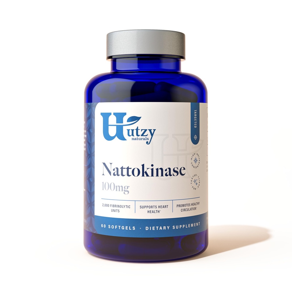 Utzy Naturals Nattokinase | 일본 엔 타토에서 제공하는 2000 FU | 심혈관 및 순환 지원 | 60 Softgels