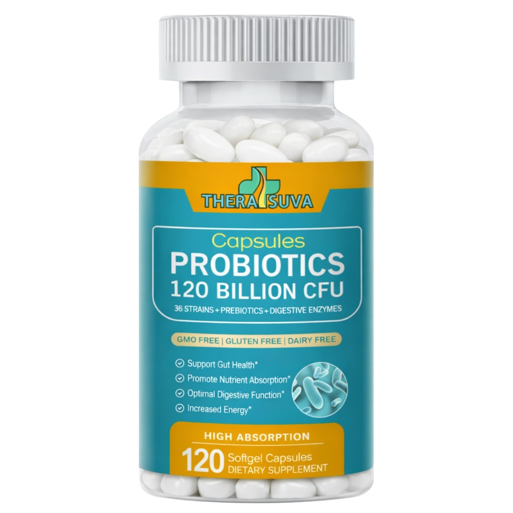 Probiotics 120 억 CFU-36 Strains + 유기 Prebiotics + 궁극적 인 Gut 건강 지원을위한 자연 전체 식품 보충 - 120 Softgels, 60 일 공급