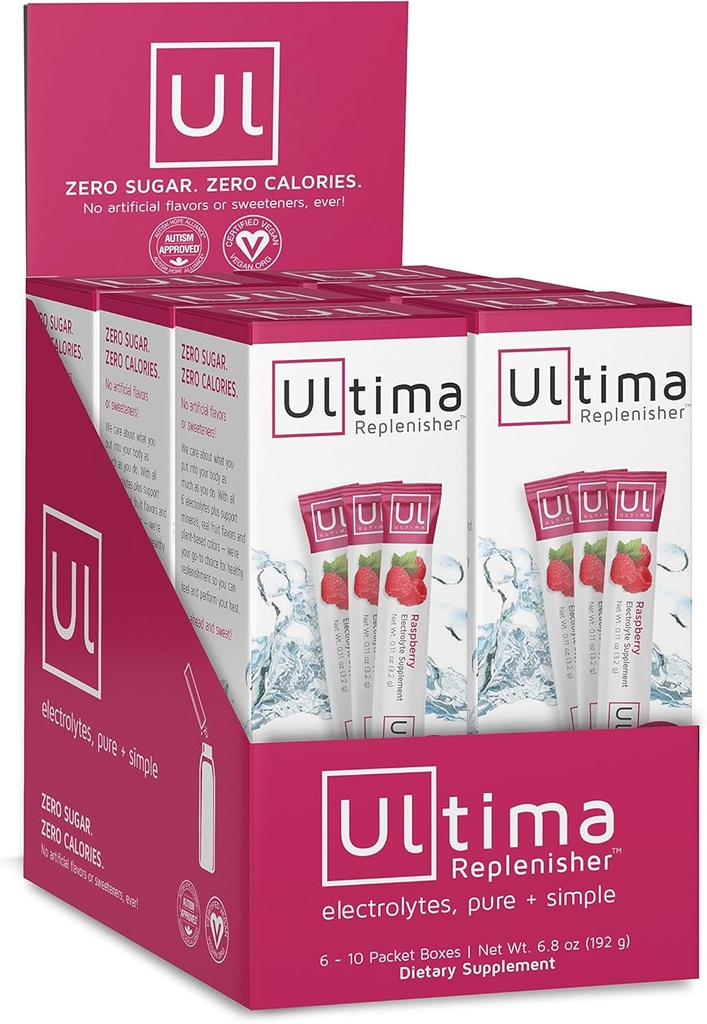 Ultima Hydrating Electrolyte 분말, 라즈베리, 60 카운트 Stickpacks