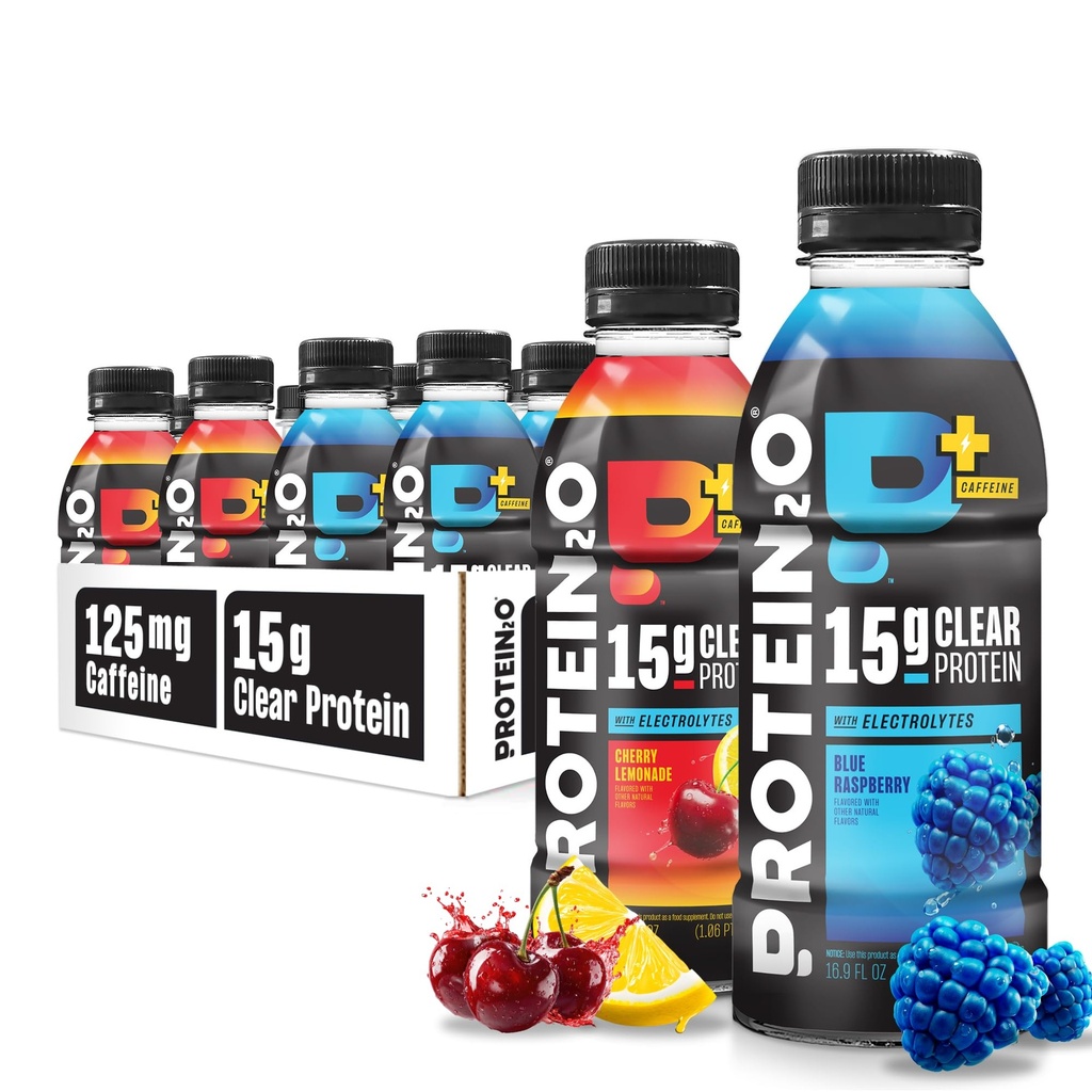 Protein2o 15g Whey Protein Isolate Hydration 음료 플러스 에너지 및 초점, 전해질의 350mg, 비타민 B5 & B6, 설탕 무료, 에너지 다양성 팩, 16.9 oz 병 (12의 포장)