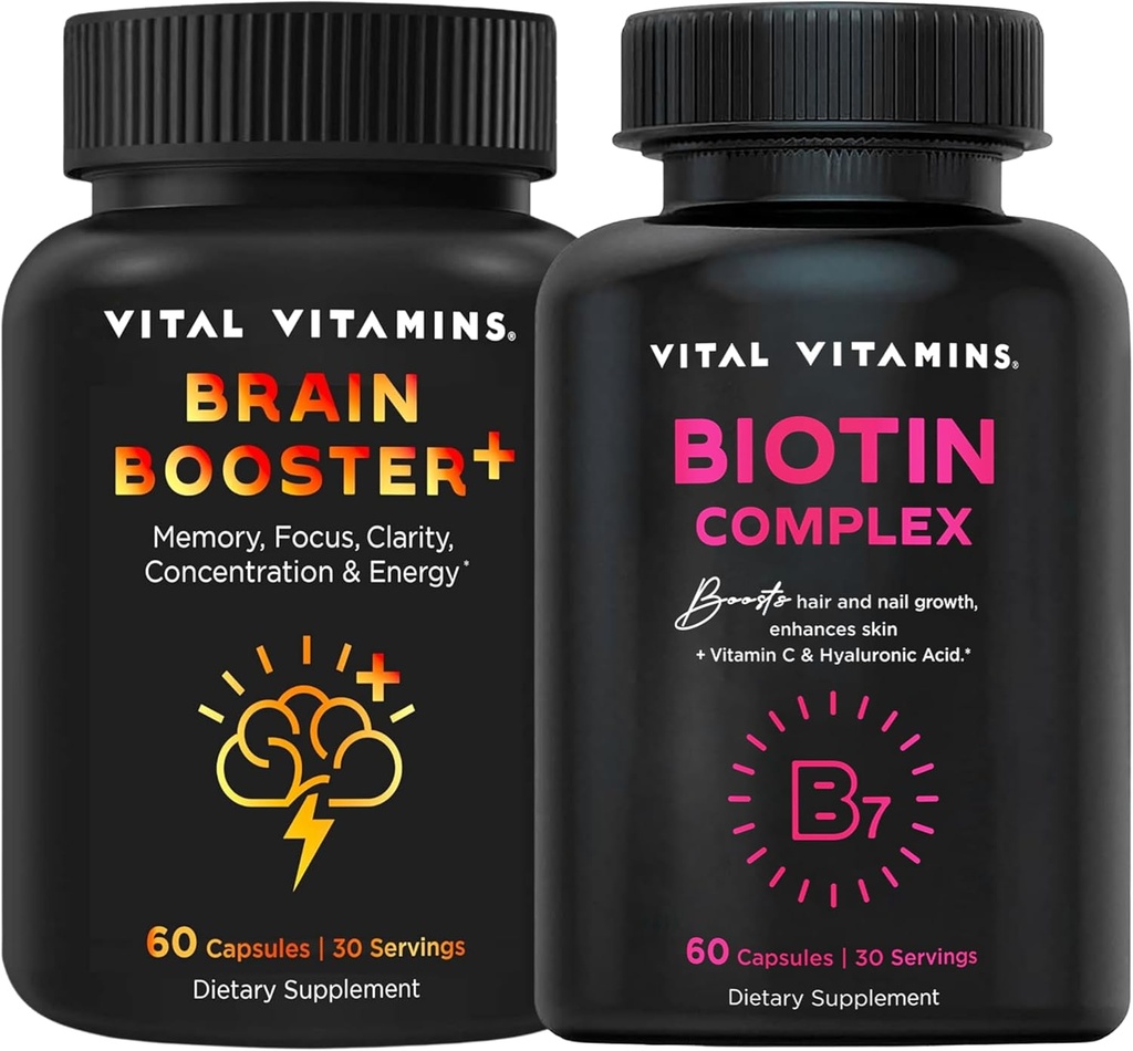 Vital Vitamins Brain Booster Plus + Biotin Complex 캡슐