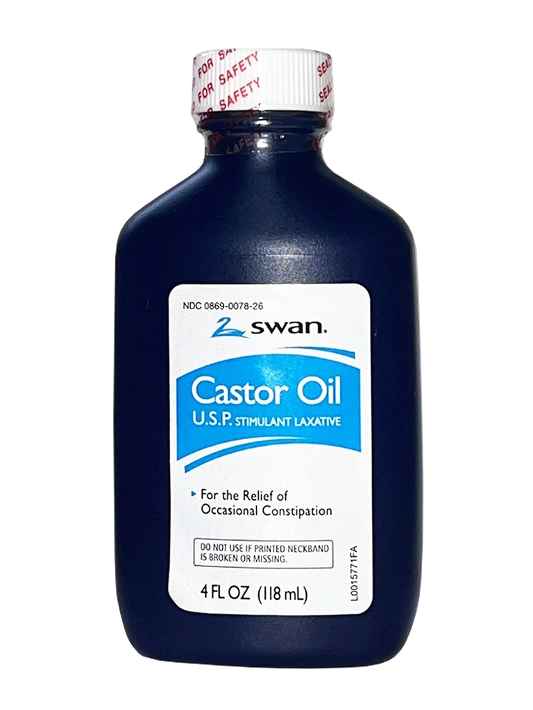 SWAN 피마자 기름 USP 100% 자극제 4 FL OZ - 때때로 변비의 기복을 위해