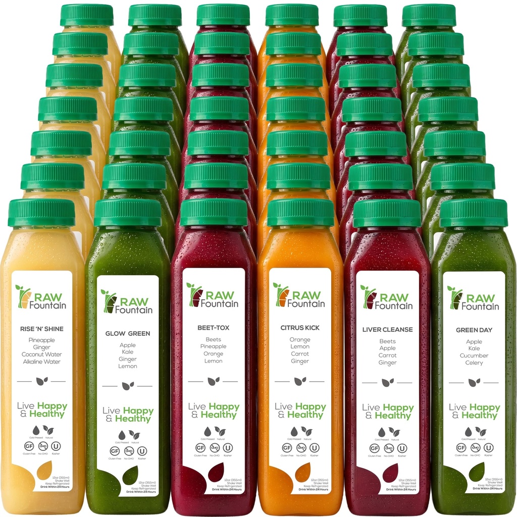 7 일 주스 익지않는 샘에 의해 청소해, 모든 자연적인 익지않는 Detox Cleanse, 몸 나머지를 위한 Juicing, 찬 압박되는 주스 빠른, 건강한 식단을 잠그는 중대한 방법, 42의 병 12oz, 7 Ginger 탄