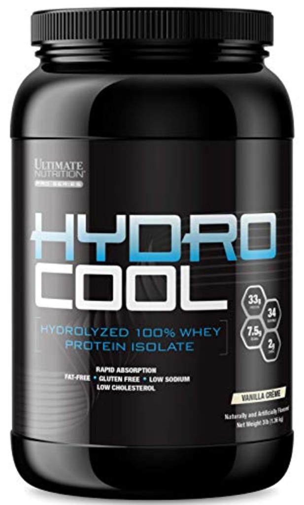 궁극적 인 영양 HydroCool Hydrolyzed Whey Protein Isolate Powder with No Bloating - 지방 및 글루텐 무료, 급속 흡수, 단백질 33 그램, 바닐라, 3 파운드