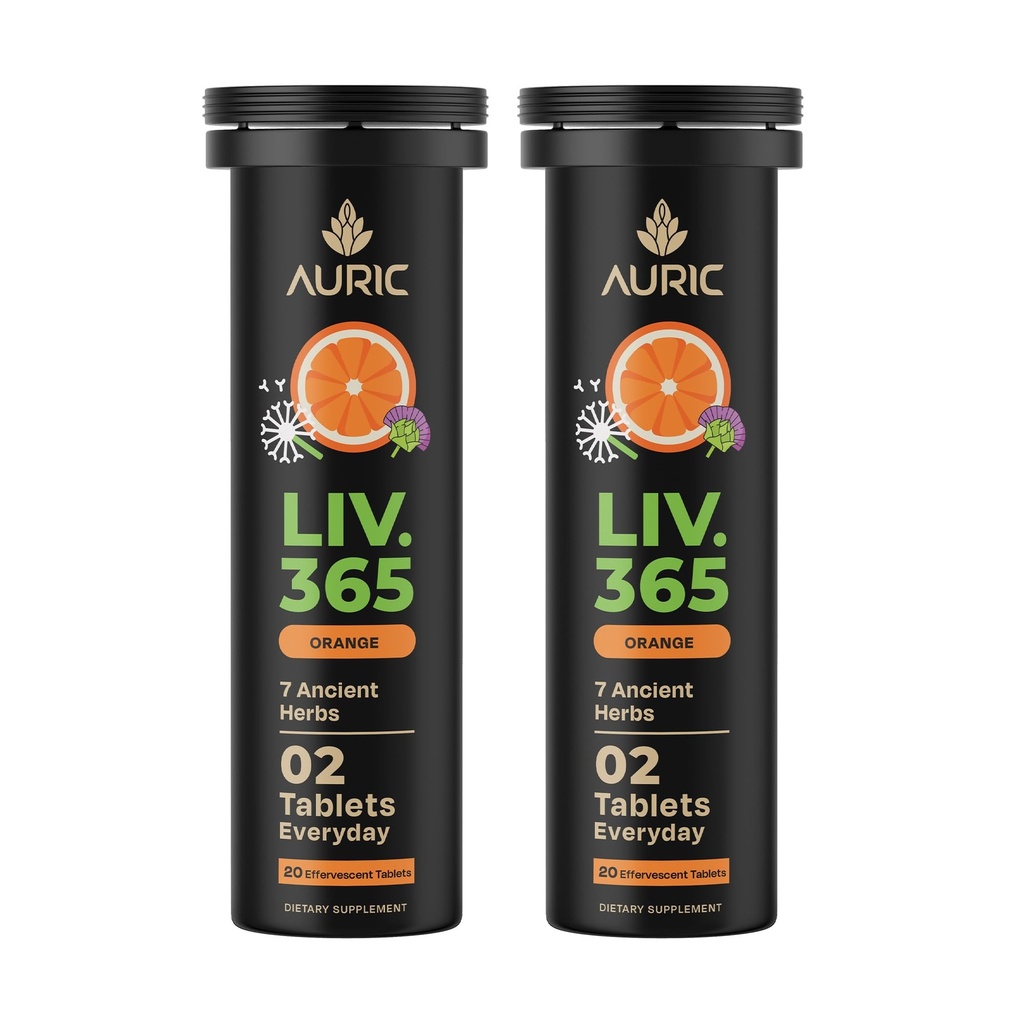 Auric Herbal Liver Support Supplement | 밀크 이틀(Silymarin), Turmeric, Garlic, Ginger for Liver Health | Active Liver용 고급 디톡스 및 클렌징 포뮬러 | 40 정제 | 플랜트 기반 글루텐 프리
