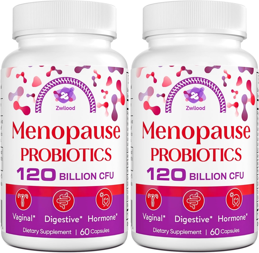 Menopause는 여자를 위한, 여성을 위한 120억 CFU Probiotics, Menopause 뜨거운 섬광, 밤 땀, 무드 그네 및 호르몬을 위한 All-Natural Probiotic 보충교재를 보충합니다 - 120 초본 캡슐