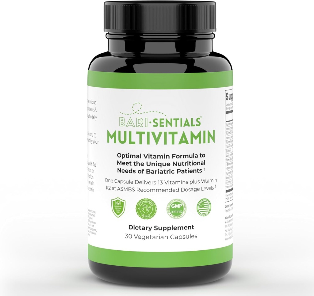 R-Kane Barisentials Bariatric Multivitamins 보충교재 포스트 기체 우회를 위한 Bariatric 지원, 소매 Gastroectomy, DS- Essential 매일 영양 30 채식 캡슐