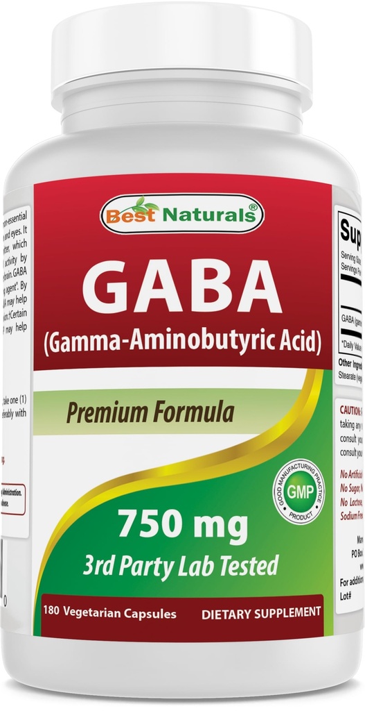 제일 자연적인 GABA 보충교재 750mg 180 Veggie 캡슐, 자연적인 수면 원조