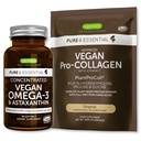 Pure & Essential Vegan Collagen 펩티드 단백질 분말 & Vegan Omega 3 뭉치, Igennus에 의하여 완전한 교원질 밀어주는 공식 & Sustainable 조류 기름 1340mg,