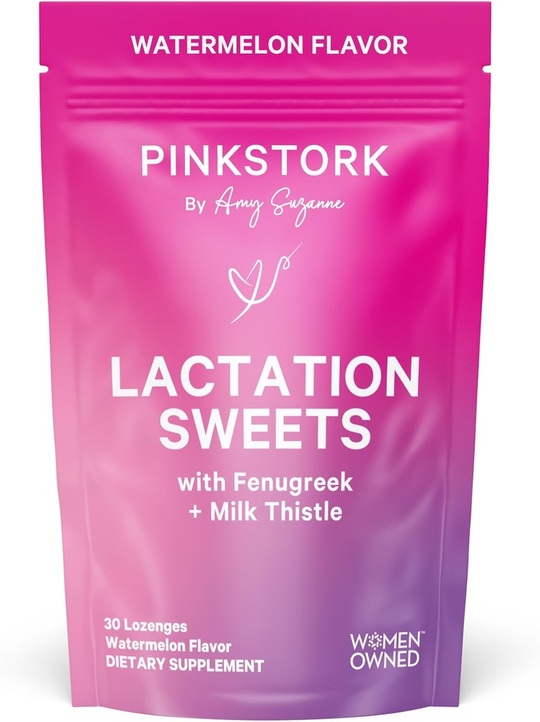핑크 Stork Lactation 과자 보충교재, Fenugreek와 우유 이틀을 가진 Breastfeeding 식사 지원 Breast 우유 공급 - 30 Watermelon 사탕 하락 (포장 May Vary)