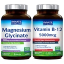 Innate Vitality Magnesium Glycinate & 비타민 B12 번들, 글루텐 없음 & Vegan, 마그네슘 (120 모자) & 비타민 B12 (90 빠른 용해 탭), 가치 팩, 번들 & 저장