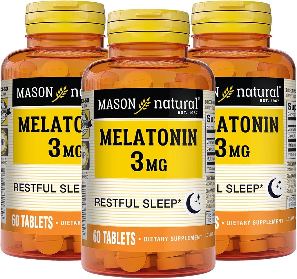 SON NATURAL Melatonin B6 & 칼슘, 자연적인 수면 원조를 가진 3 mg는, 나머지 잠, 60의 정제를 지원합니다 (3의 포장)