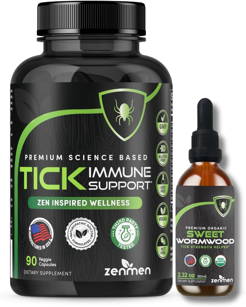 Zenmen Immune 지원 번들 : Tick Immune 지원 및 달콤한 Wormwood Tincture