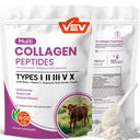 VEV 멀티 콜라겐 펩타이드 분말, 16 온스 (41 서빙) - 유형 I, II, III, V, X, Hydrolyzed Collagen, Hyaluronic 산 힘, Biotin, 비타민 C, 지원 피부, 불연, 쉽게 용해