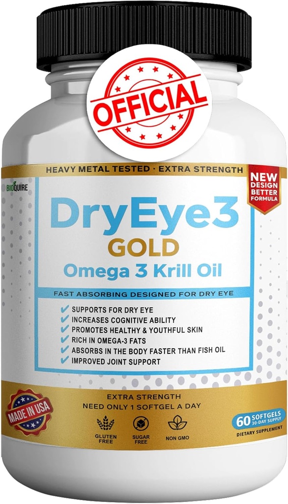 건조한 눈 3 금 오메가 3 Krill 기름 여분 힘, 60 Softgels의 건조한 눈 지원, 비 GMO, 글루텐 자유로운, 설탕 자유로운 (1)