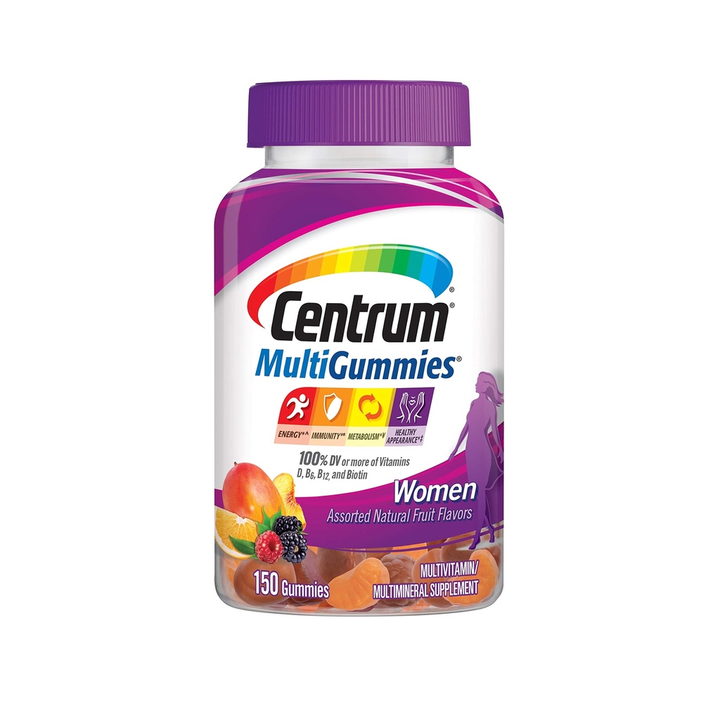 Centrum MultiGummies Gummy Multivitamin 여성용, 비타민 D3, B 비타민 및 산화 방지제, 구색 과일 맛 - 150 카운트