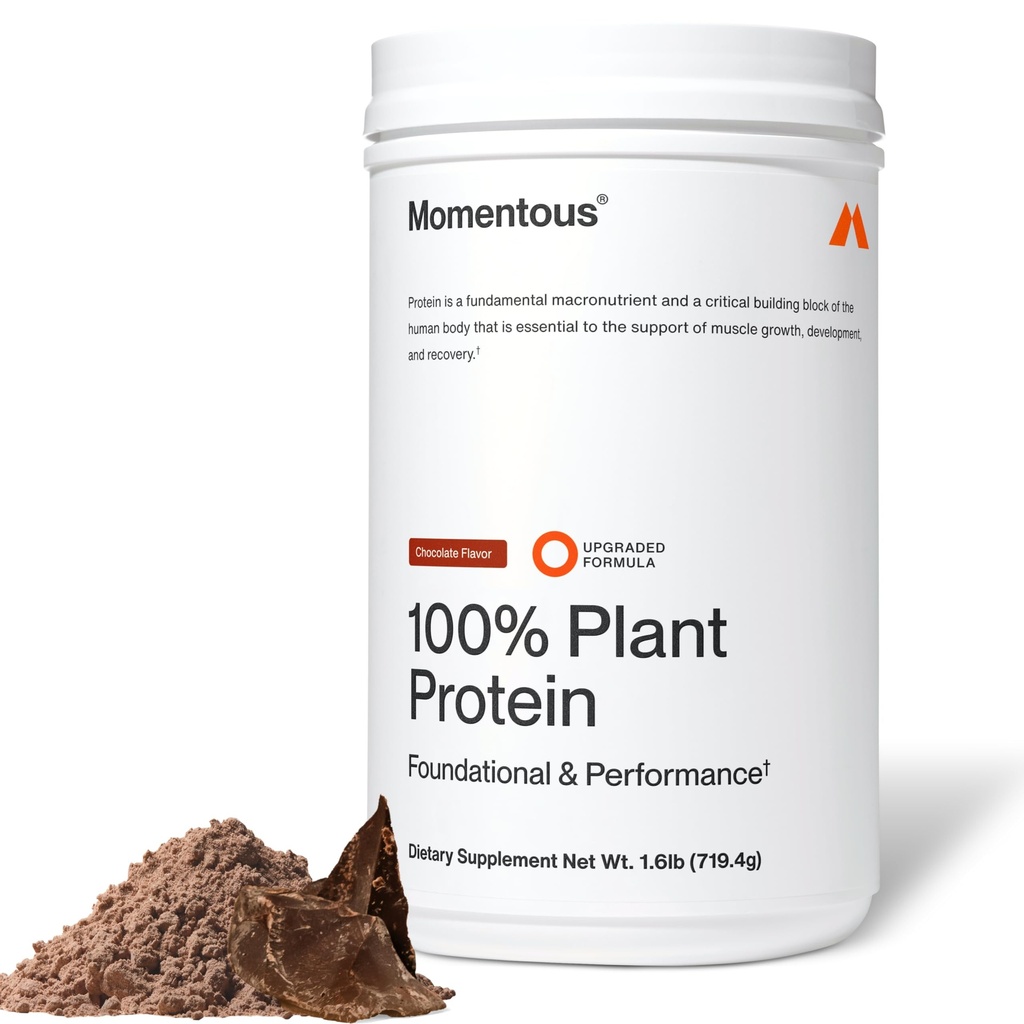 Momentous Vegan Protein Powder - 20g 식물 기반 단백질 - 스포츠에 대한 NSF 인증 - 글루텐 - 무료 - 비 GMO - 22 에 대한 서빙 필수 매일 사용 - 초콜릿
