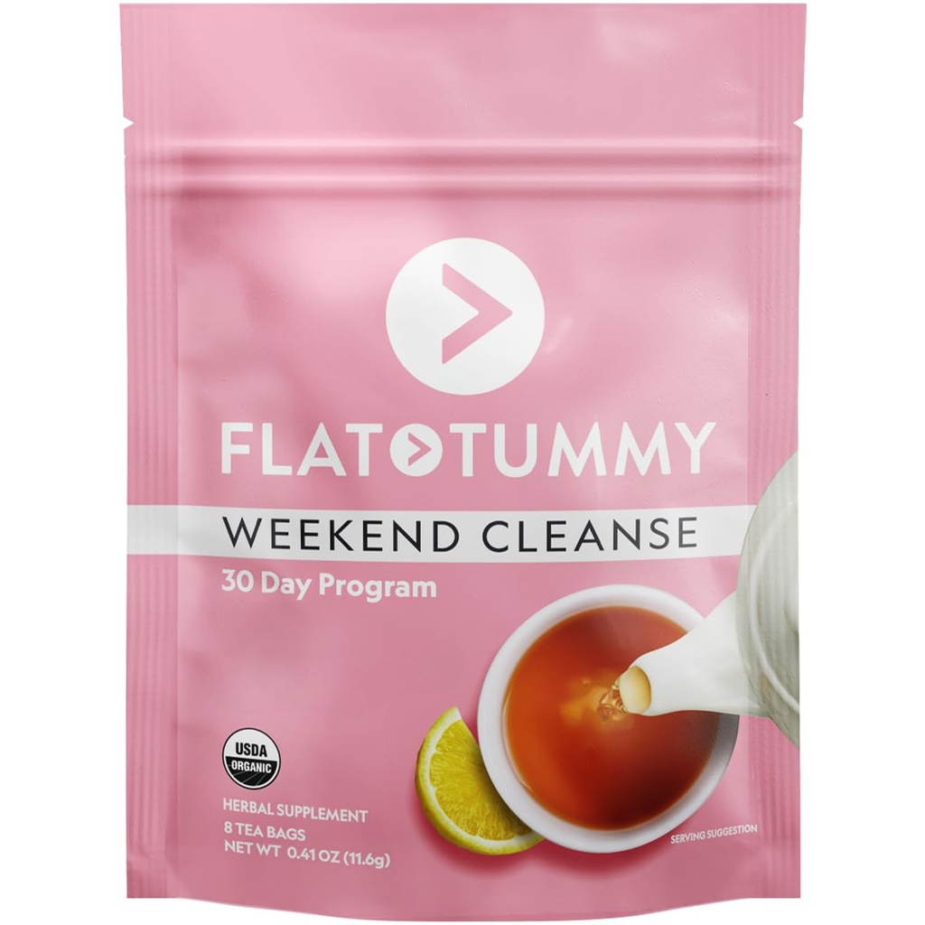 Flat Tummy Weekend Cleanse Tea - 30 Day Program - 모든 Natural Colon Cleanse w/Senna 및 Dandelion Root는 여성을위한 Bloating Relief를 제공합니다 - 소화 지원 및 가스 구호를위한 Detox Cleanse