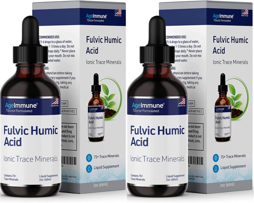 Fulvic Humic 산성 액체 보충교재. 식물은 무기물 하락을, 에너지 부스트를 위한 75의 Trace 무기물 이상 파괴했습니다. 8 달까지 공급. 농도 250%. 2oz 각각. 2개의 병.