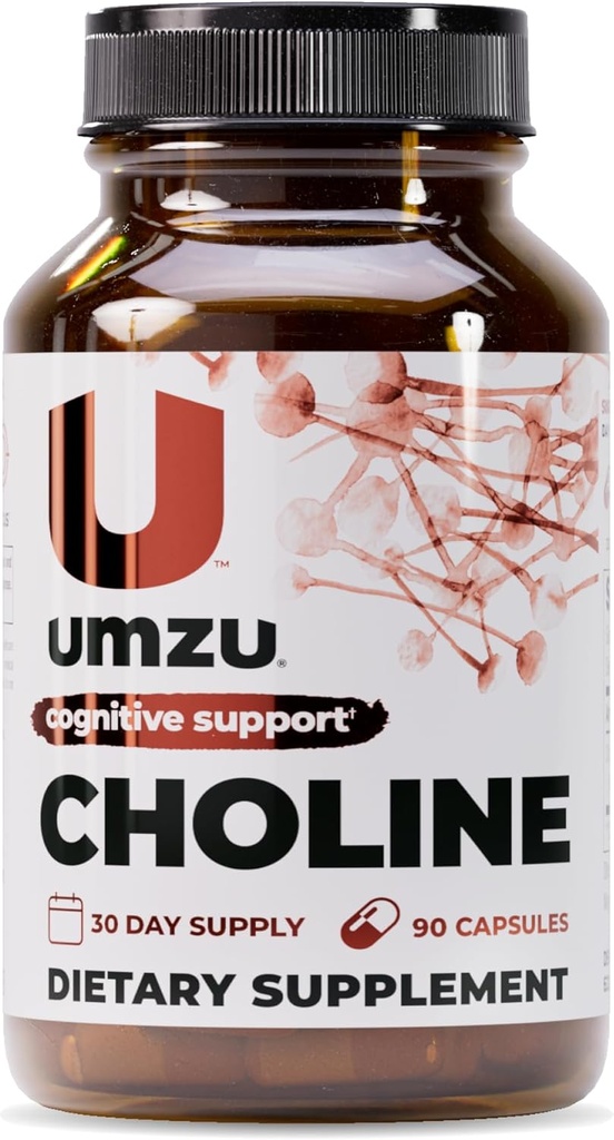 UMZU Choline Supplement for Cognitive and Hormonal Support | Acetylcholine Booster는 뇌 초점, 메모리 및 대사를 돕습니다 | Liver 건강 및 에스트로겐 균형 (30 일 공급 | 90 캡슐)
