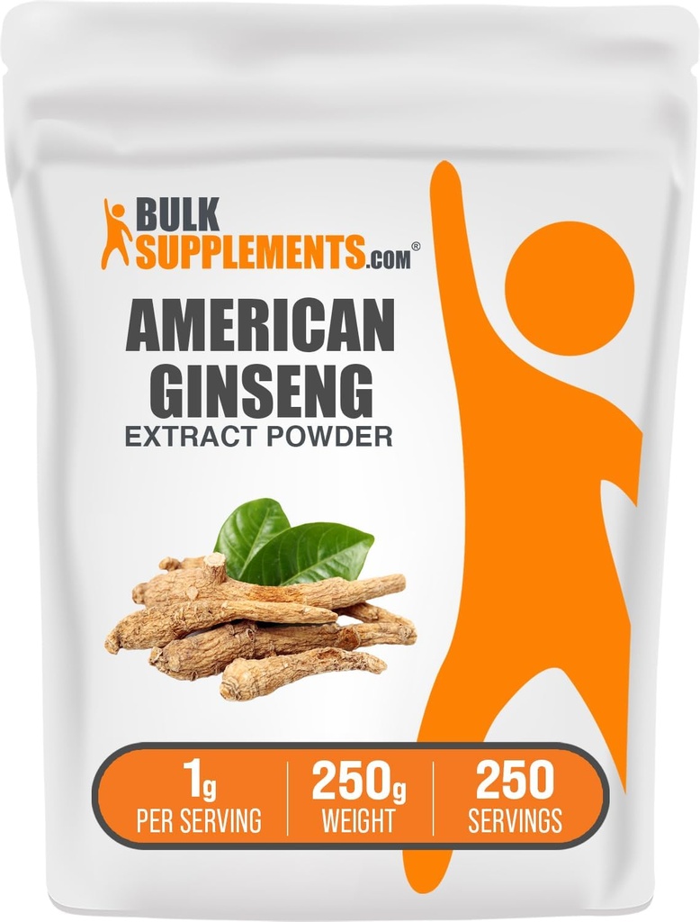 BulkSupplements.com 미국 인삼 추출물 분말 - 인삼 보충교재, 초본 보충교재 - 글루텐, 서빙 당 1g, 250g (8.8 oz) (1의 포장)