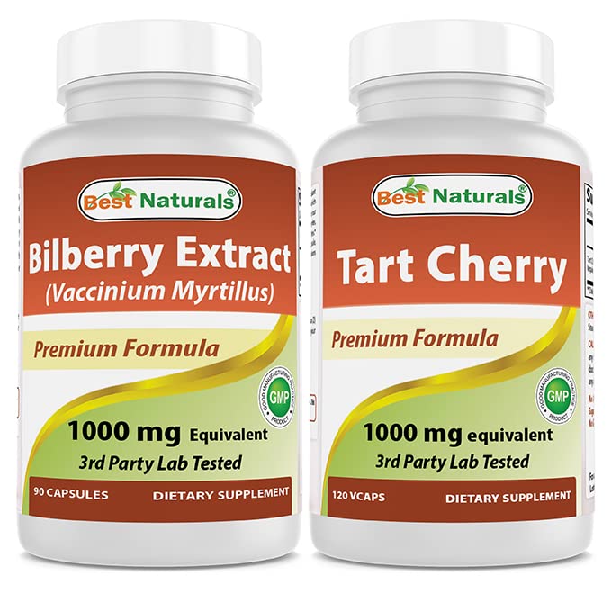 제일 자연적인 Bilberry 추출물 1000mg & 타트 버찌 추출물 1000 mg