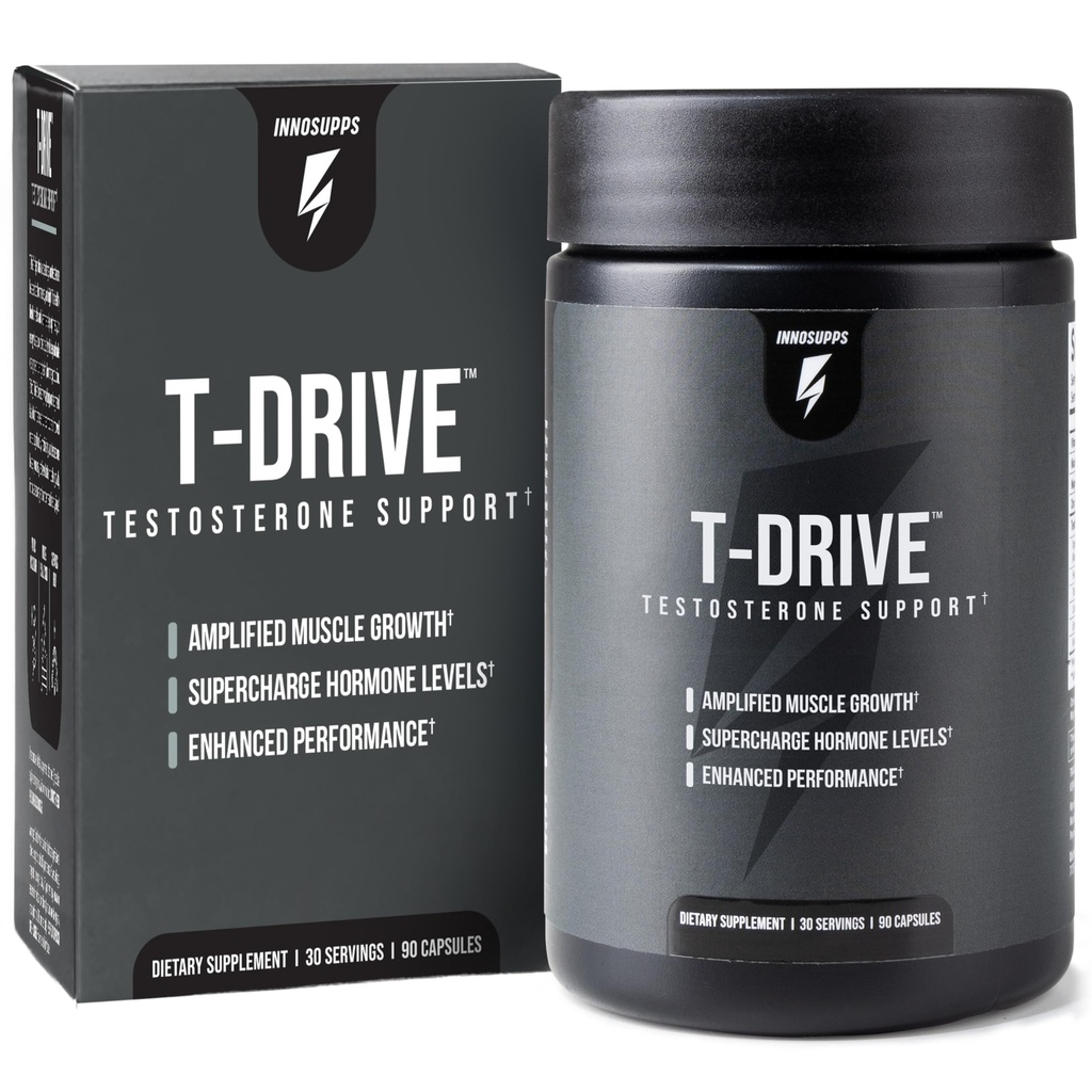 InnoSupps : T-Drive | 테스토스테론 부스터 | 근육 성장 증폭 | KSM-66 Ashwagandha, Boron, Fenugreek | 90 캡슐