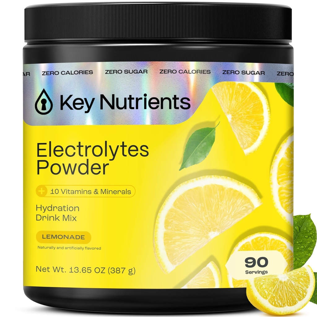 KEY NUTRIENTS Multivitamin Electrolytes Powder No Sugar - 리프레시 레몬 분말 - 나트륨 및 에너지 보충 - 히드라 션 파우더 - 열량 없음 - 미국산 90 인분