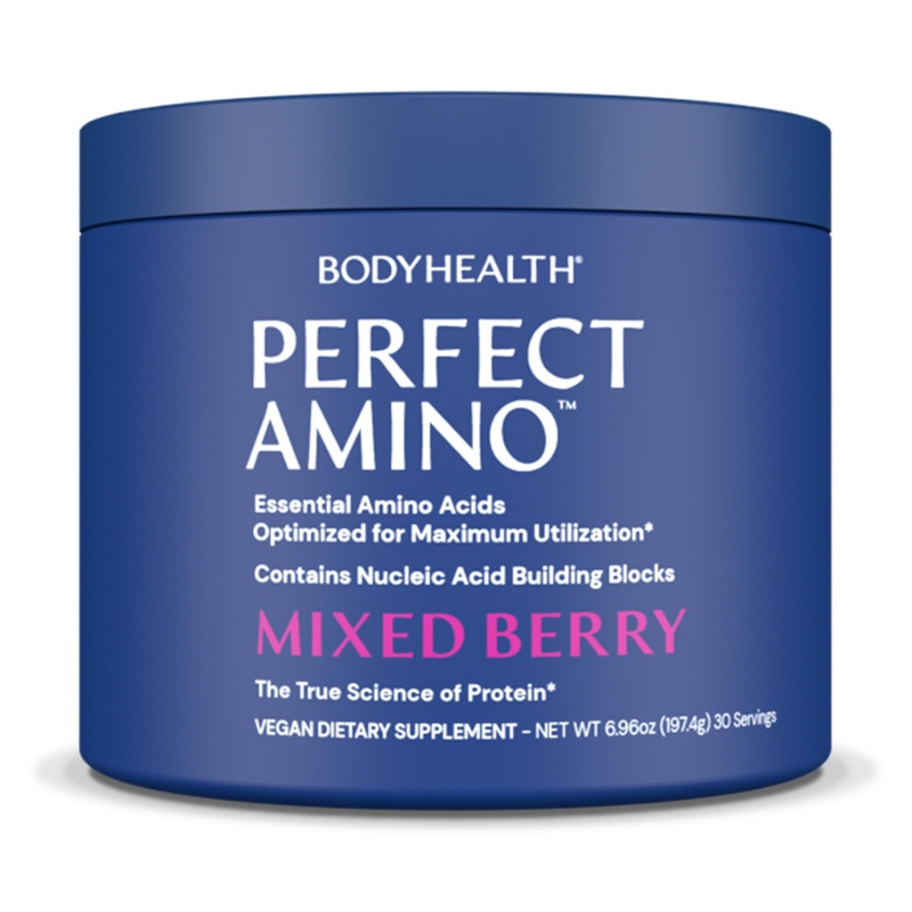 BodyHealth PerfectAmino Powder - 사전 및 포스트 운동을위한 BCAA 및 EAA 분말 - 남성과 여성을위한 아미노산 에너지 음료 Lean 근육과 회복을 지원하는 - 혼합 Berry - 30 서빙