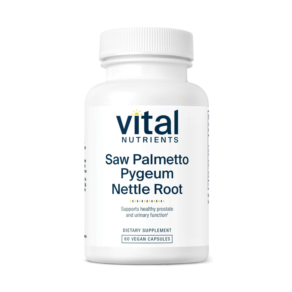 Vital Nutrients Saw Palmetto with Pygeum & Nettle Root - Vegan Saw Palmetto for Men Supports 건강한 전립선 기능 * - 글루텐, 낙농장, Soy Free - 60 캡슐