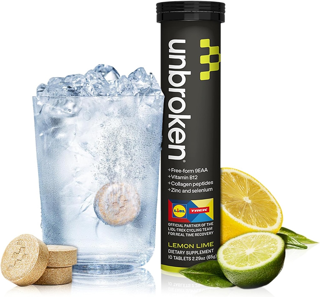 UNBROKEN 9EAA/BCAA 회복 정제 (60% FREE-FORM/40% Di- & Tri-Peptides), 더 빠른 회복 & 더 적은 근육 Soreness를 위한 아미노산 보충교재, 포스트 & 남자를 위한 전 운동 & 여자, 10 Ser., 레몬 Lime