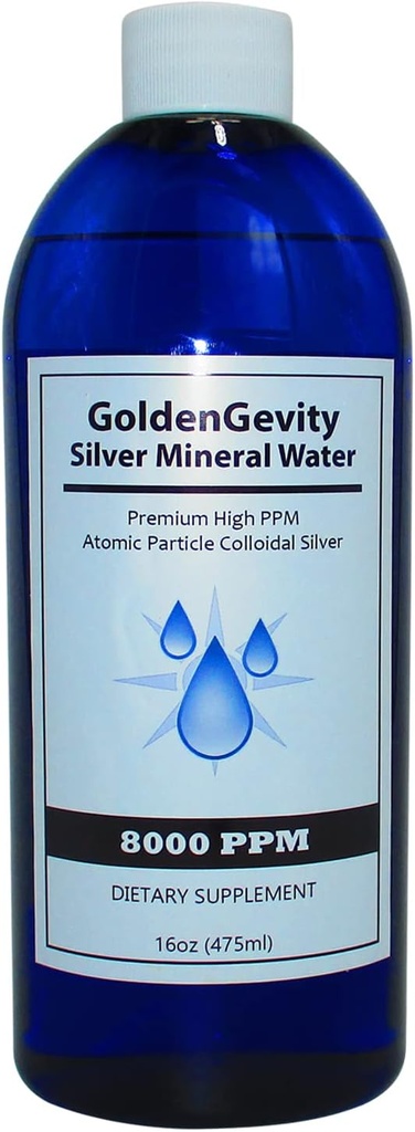8000 PPM 생물 활성 원자 콜로이드 실버, 16 온스 | 비 독성, 비 GMO 추적 무기물 면역 지원 보충교재