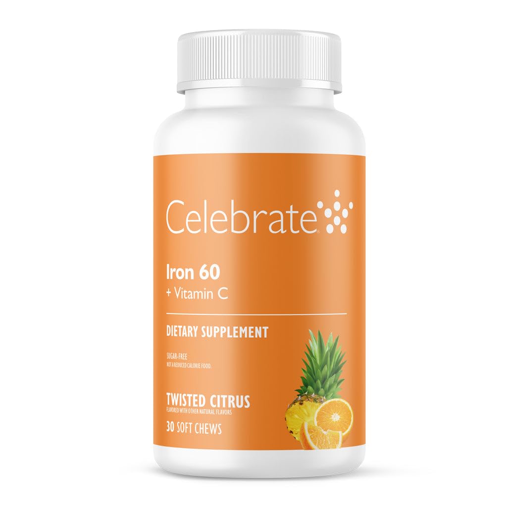 60mg Iron & Vitamin C와 함께 비타민 철 보충 - 바리아과 환자, Gastric Bypass & Sleeve Gastrectomy 지원을위한 30 정제