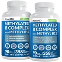 Methylfolate와 B12 Methylcobalamin 1000 mcg를 가진 메틸을 입힌 B 복합물 - 에너지, 뇌 기능 및 웰빙을 위한 메틸을 입힌 Multivitamin - 남자 & 여자를 위한 비타민 B 복합물 (180의 서빙, 2)