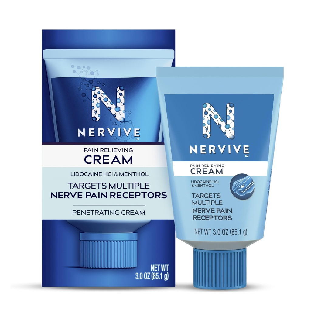 Nervive 고통 구호 크림, 최대 힘 Toes, 발, 손가락, 손, 다리 & 팔, 3.0oz를 위한 리도카인과 Menthol를 가진 짠것이 아닌 화제 고통 Reliever