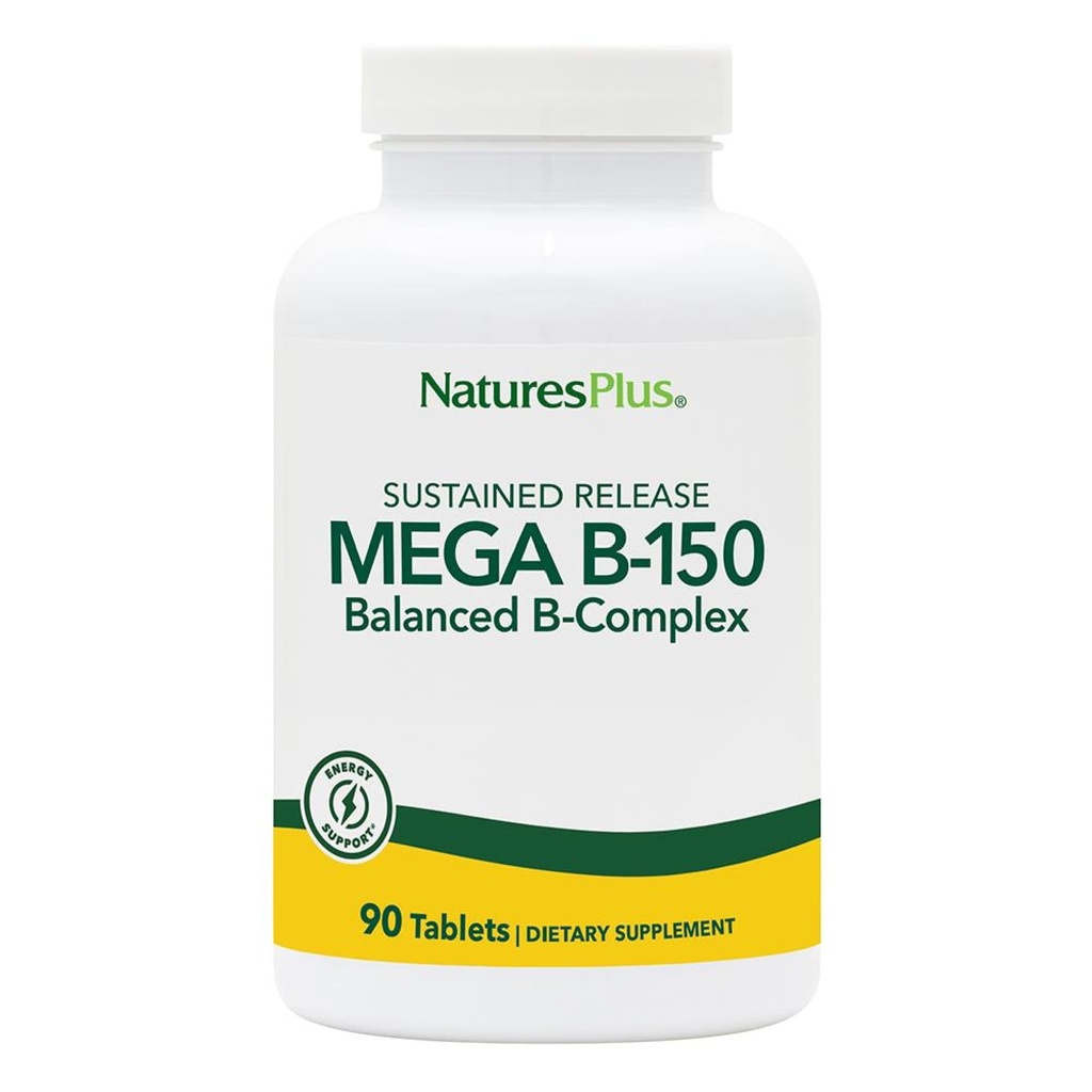 Natures Plus Mega B-150 Complex - 90 Sustained Release 채식 정제 - 최대 Potency B Complex 비타민 보충 - 글루텐 무료 - 90 서빙