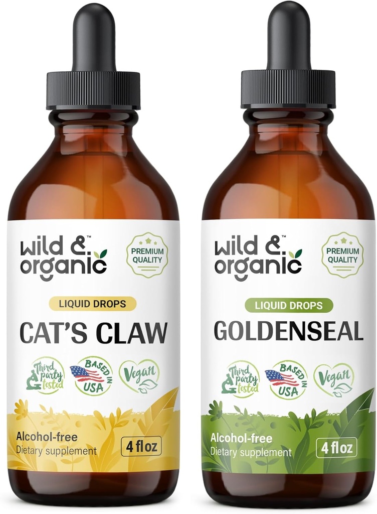 야생 & 유기농 고양이의 클로 Tincture 4 fl oz & Goldenseal Tincture 4 fl oz