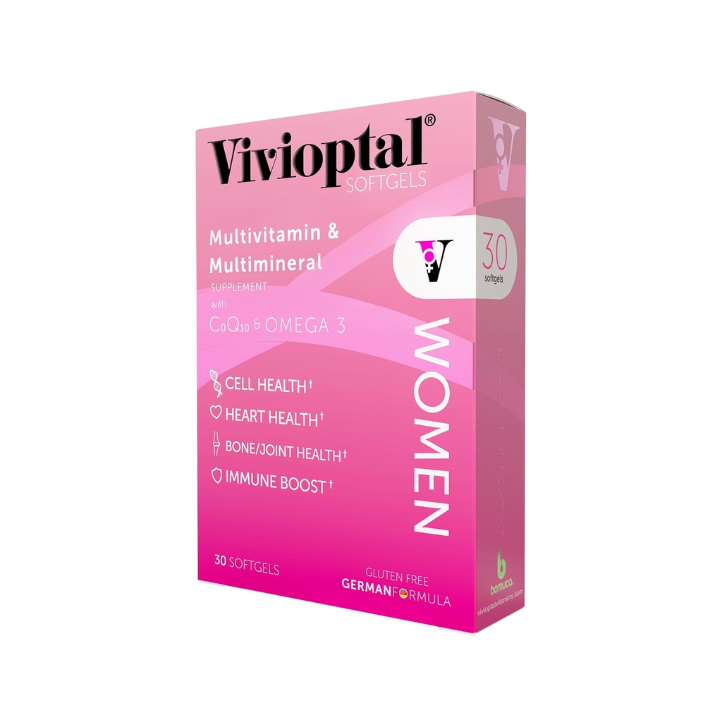 Vivioptal 여성, 30 캡슐, CoQ10 & Omega-3, Multivitamin & Multimineral, 글루텐 무료, 독일 공식