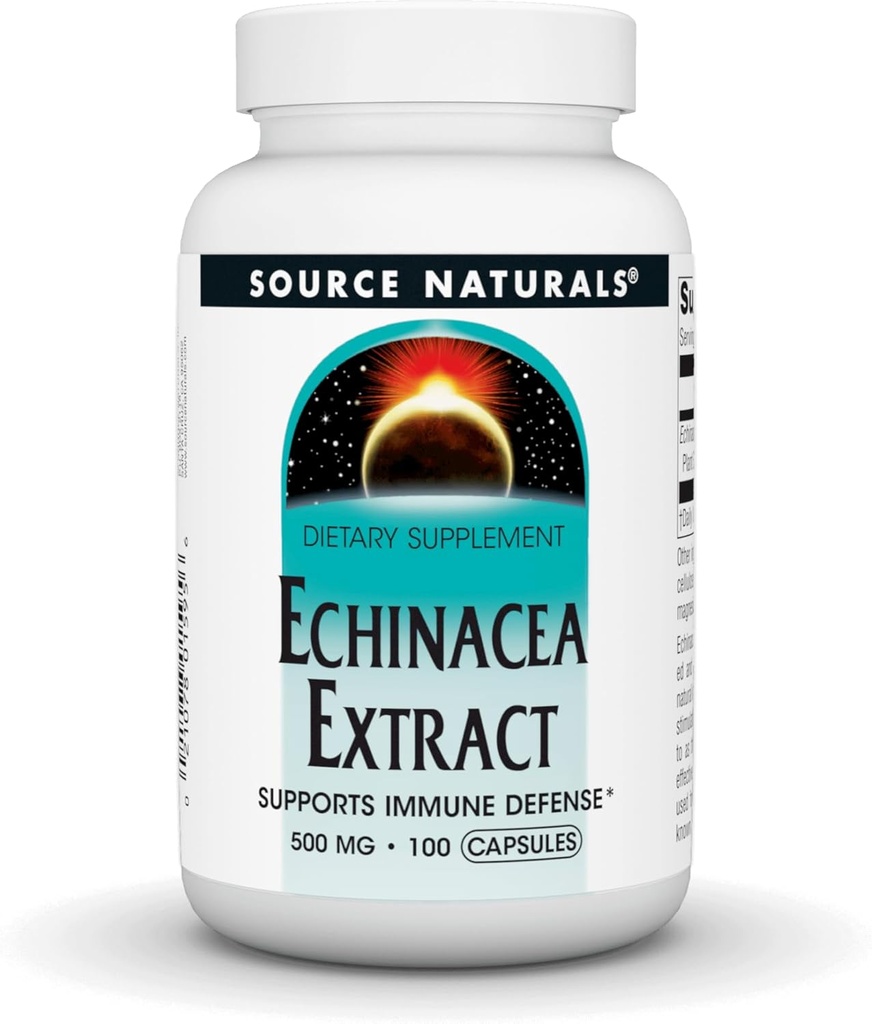 Source Naturals Echinacea Root Extract - 면역 방어 지원 * - 500mg - 100 캡슐