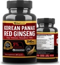 한국 Panax Red Ginseng, Red Ginseng 보조제 프리미엄 3140mg (Ginsenoside 5%) 한국어 Red Ginseng 집중 60 캡슐 (Maca Root) 미국에서 만든
