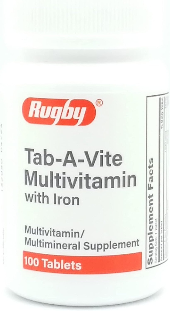 럭비 Laboratories Tab-A-Vite Multivitamin 철 Multimineral 보충교재 비타민 A, C, D Thiamin Riboflavin Niacin Folate Pantothenic 산 100 정제 (1의 포장)