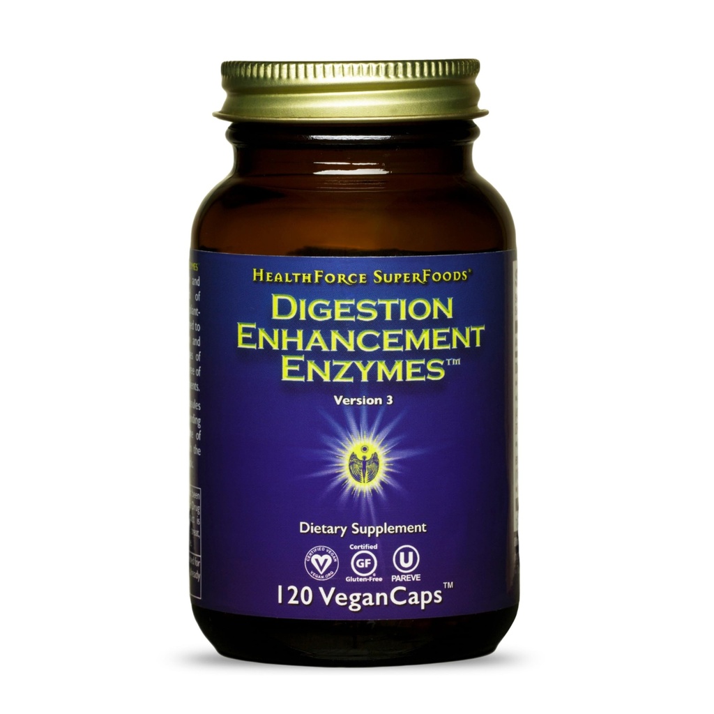 HEALTHFORCE SUPERFOODS 소화 향상 효소 - 120 Vegan 캡슐