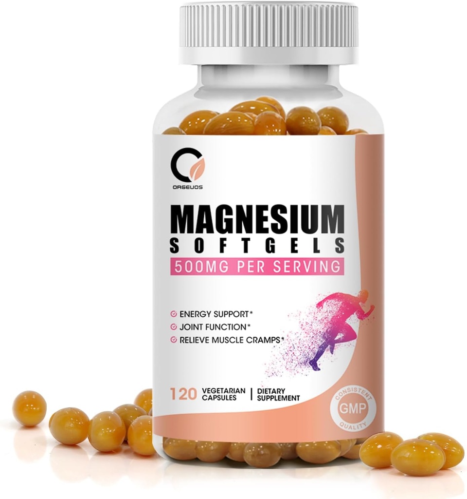 마그네슘 글리세린 500mg 캡슐, 높은 흡수 순수한 마그네슘 글리세린은 남자 & 여자를 위한 softgels, 지원 에너지, 근육 & 합동 기능, 비 GMO, 채식주의자, 120 조사를 보충합니다