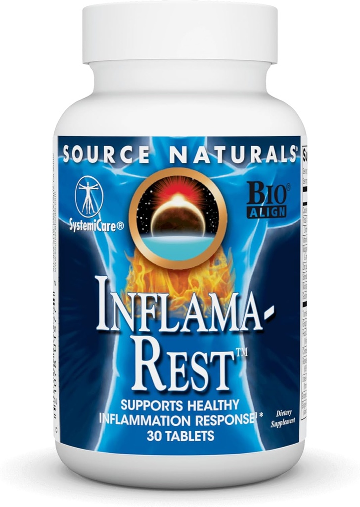 Source Naturals Inflama-Rest - Turmeric, Boswellia, Ginger, Quercetin과 초본 및 미네랄 혼합 - 최대 스트레스 완화 및 휴식 - 30 정제